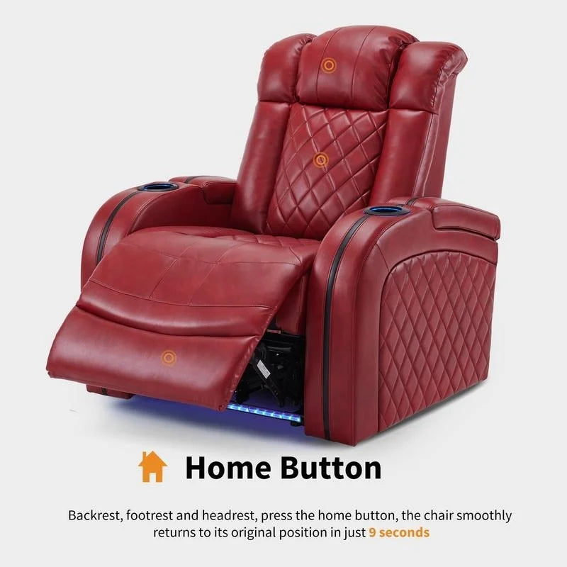 MCombo Sillón reclinable eléctrico con reposacabezas ajustable, asiento de cine en casa de dos motores con puerto USB, cuero transpirable HTS411