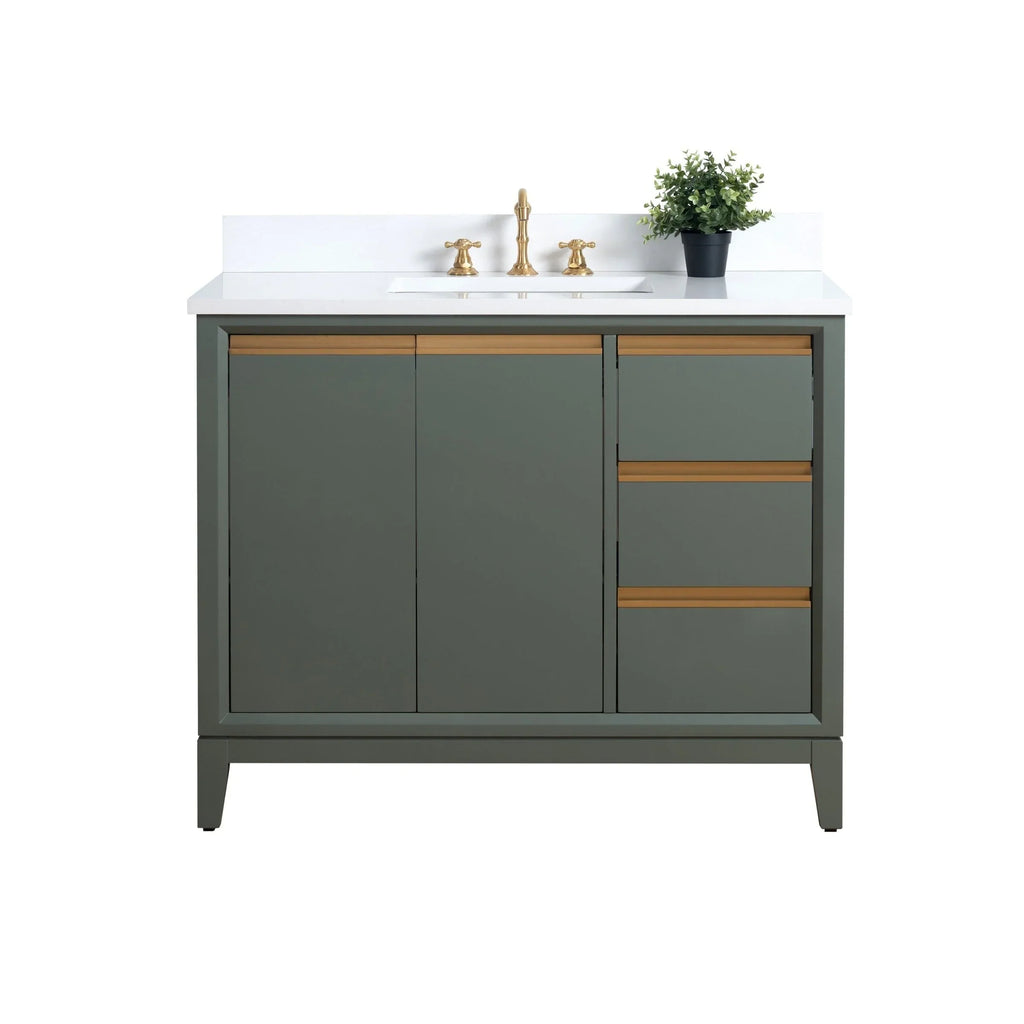 Mueble de baño Vanity Art con lavabo de cerámica y encimera de mármol de ingeniería