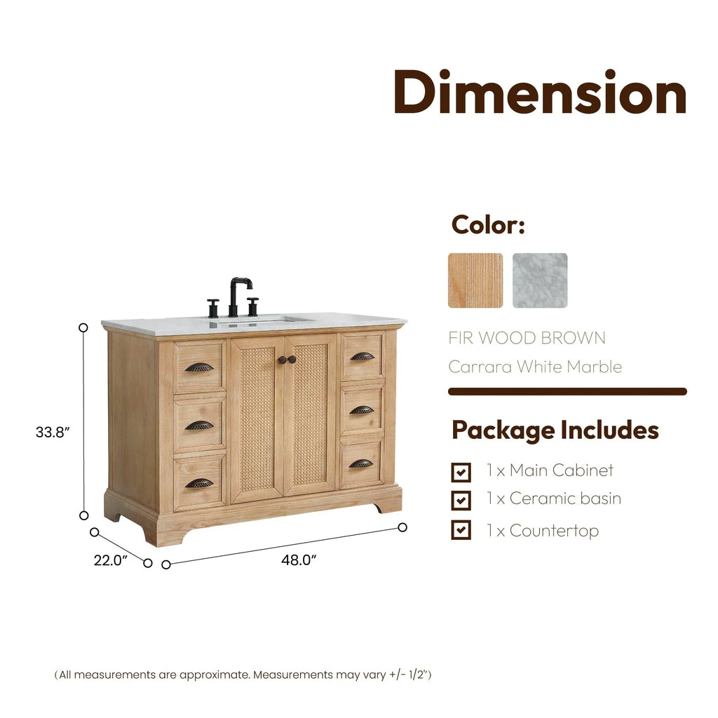 Mueble de baño Hervas con encimera de mármol natural sin espejo