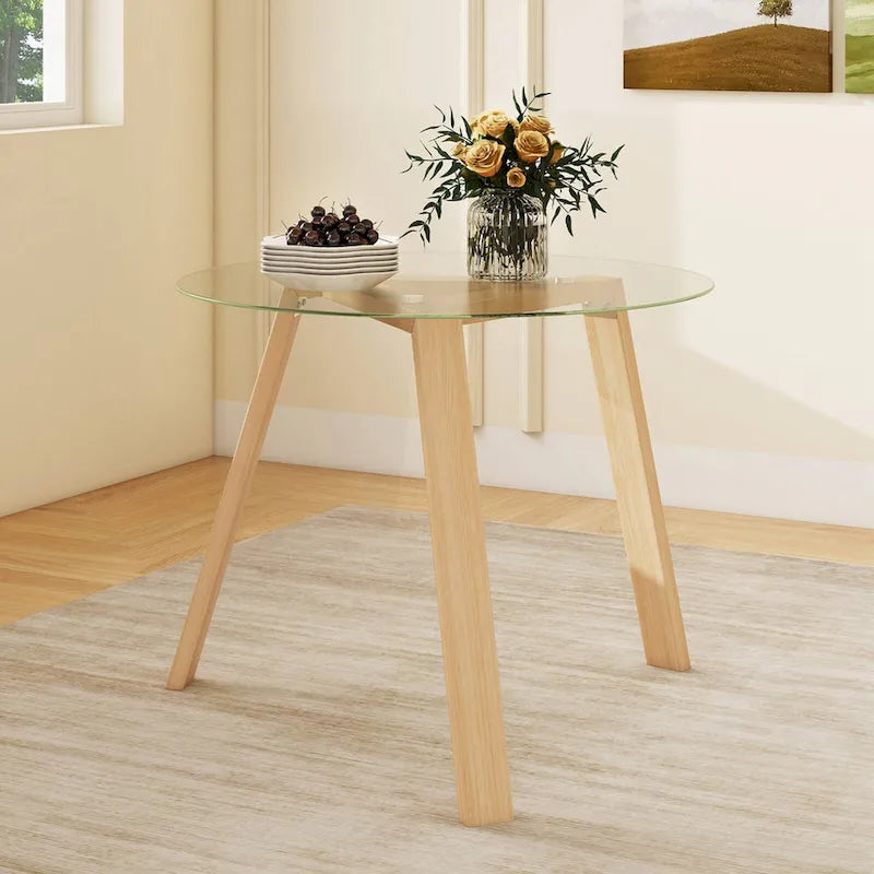 Mesa de comedor redonda de cristal Costway 36 para 4 personas con cristal templado - Ver detalles