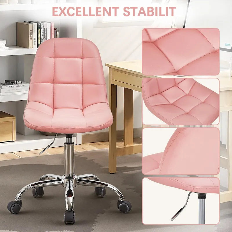 Silla de oficina en casa sin brazos Javlergo, silla de escritorio de computadora con ruedas y altura ajustable
