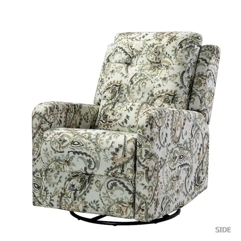 Arlette Sillón Reclinable Giratorio Manual Floral Contemporáneo con Respaldo Capitaneado