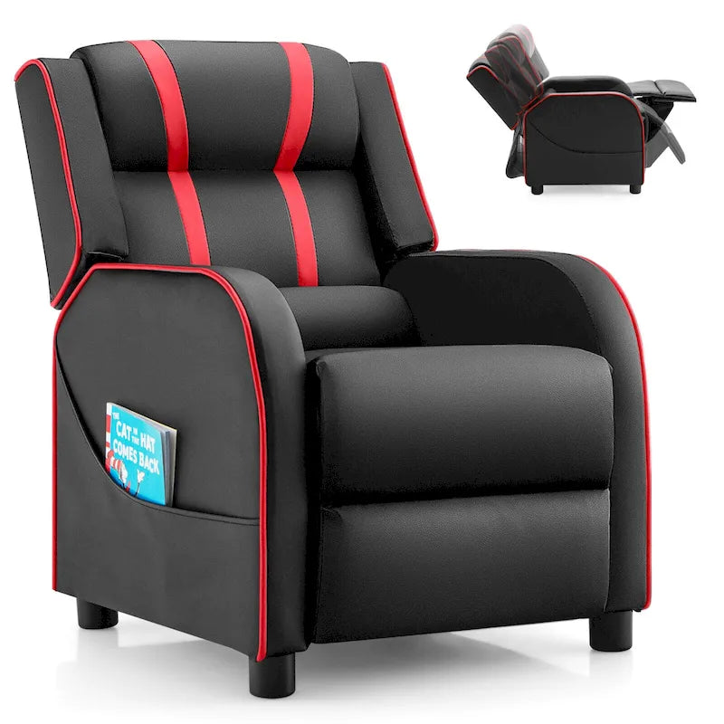 Sillón reclinable para niños Gymax, sofá ergonómico de cuero con reposapiés