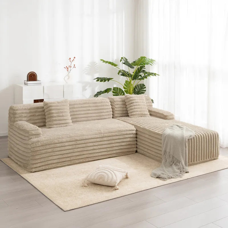 Sofá seccional Cloud, sofá moderno tapizado con 2 cojines, sofá de combinación libre, sofá seccional modular en forma de L