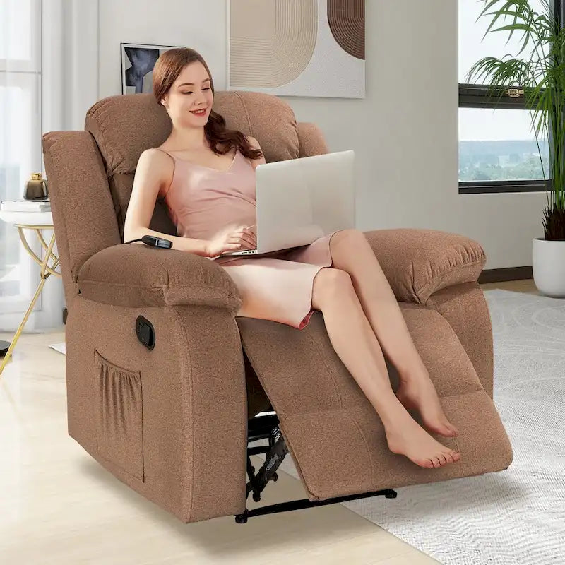 Sillón reclinable suave con función de masaje y calor