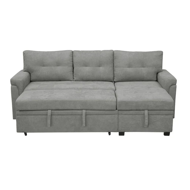 Divano componibile convertibile reversibile con letto estraibile, chaise longue con contenitore nascosto e gambe durevoli