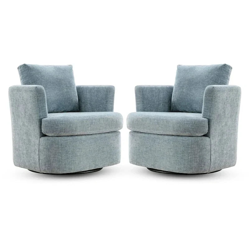 Juego de sillones giratorios tapizados en chenilla moderna, juego de sillones giratorios modernos para sala de estar