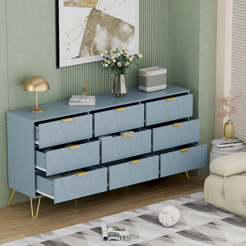 Gabinete Organizador de Dormitorio con Cajones - Cómoda de Almacenamiento de 9 Cajones