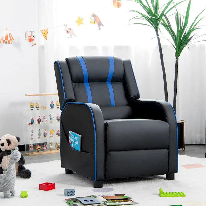 Sillón reclinable para niños Gymax, sofá ergonómico de cuero con reposapiés