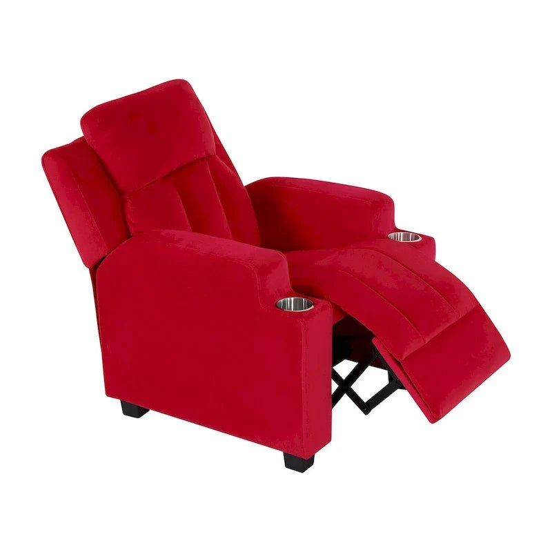 Sillón Reclinable Deluxe para Niños con Reposapiés, Reposacabezas y 2 Portavasos, Reclinable Infantil de Microfibra para Mayores de 3 Años