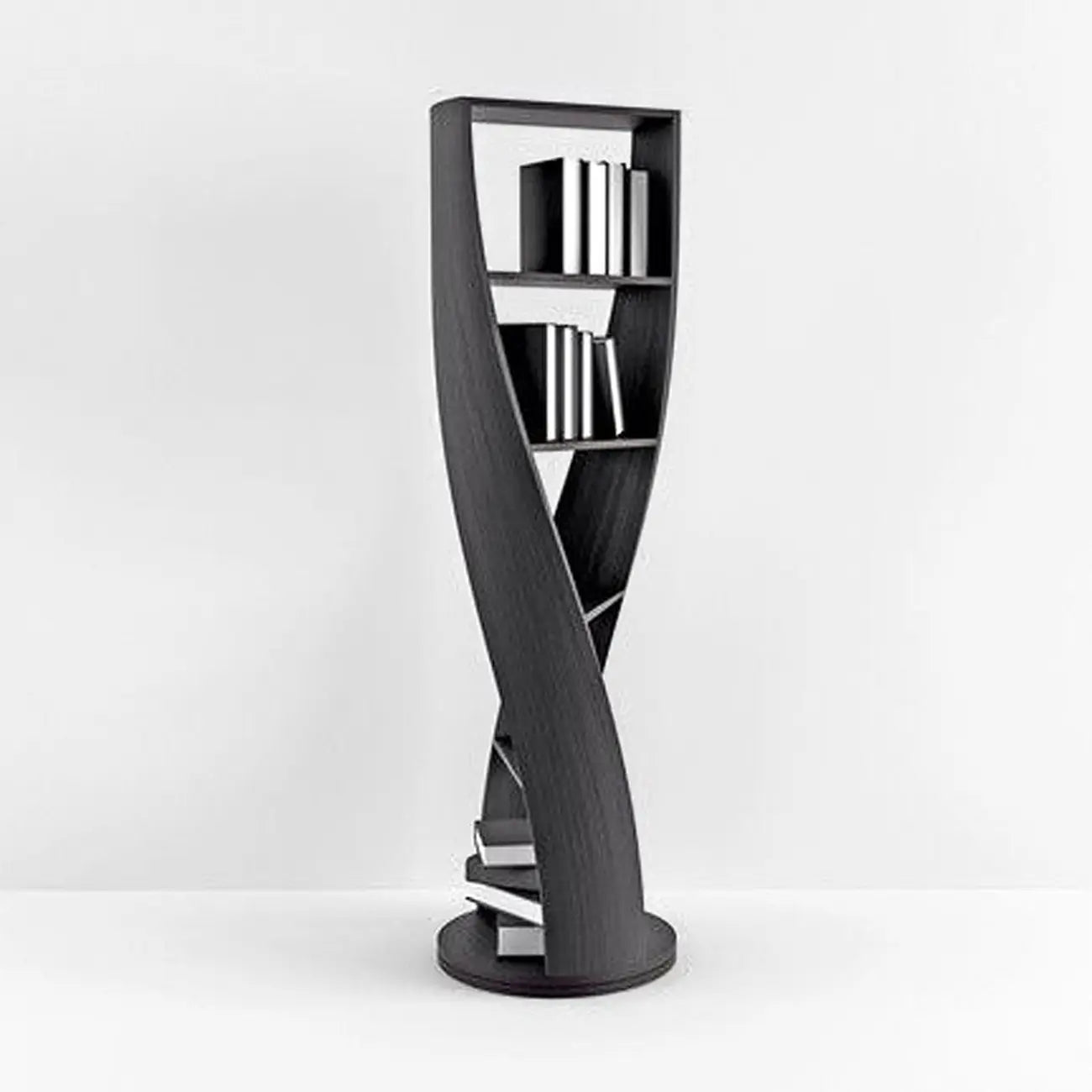 Estantería vertical de madera de 5 niveles con forma de reloj de arena contemporáneo