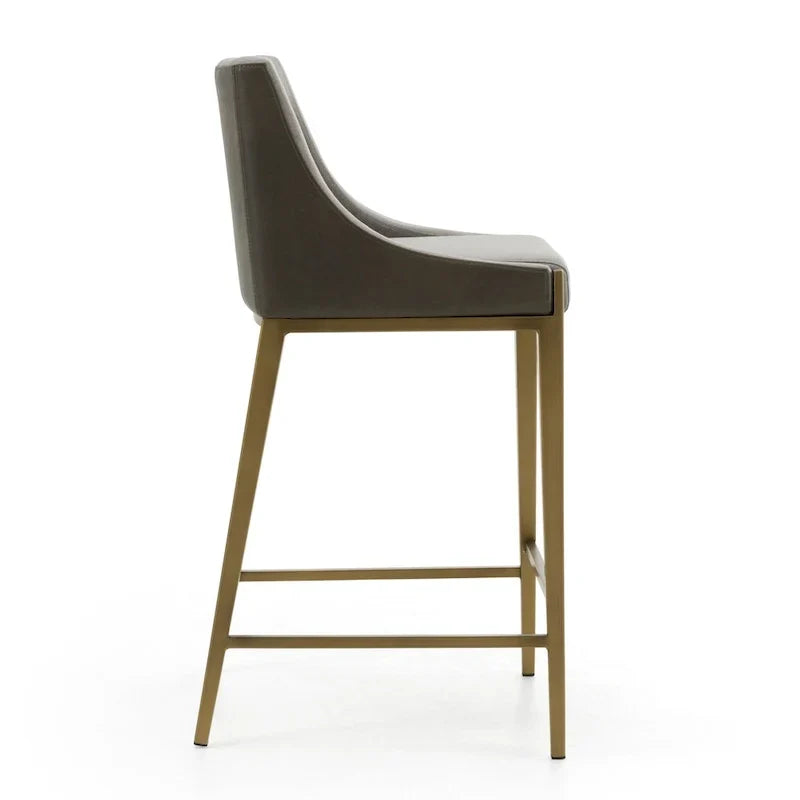 Taburete de mostrador contemporáneo gris y latón Modrest Fairview