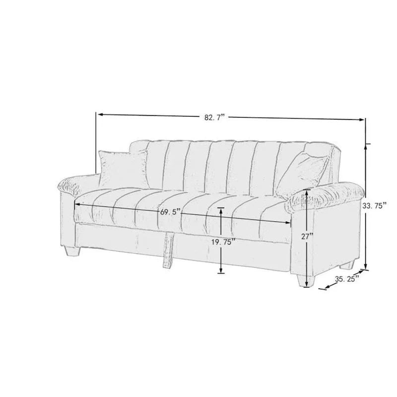 Sofá cama convertible de almacenamiento de terciopelo de 82.7" con 2 almohadas