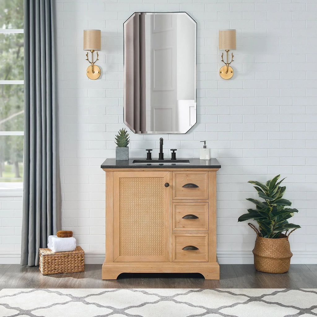 Mueble de baño Hervas con encimera de mármol natural sin espejo