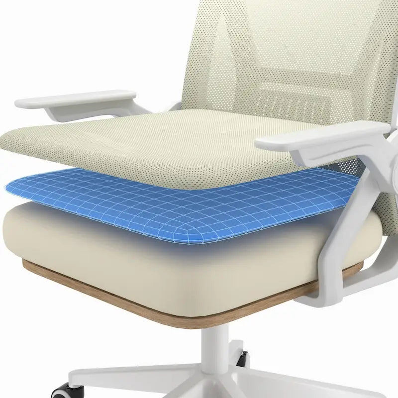 Silla de oficina Javlergo con respaldo medio giratorio y soporte lumbar, silla ergonómica de malla para ordenador con reposabrazos