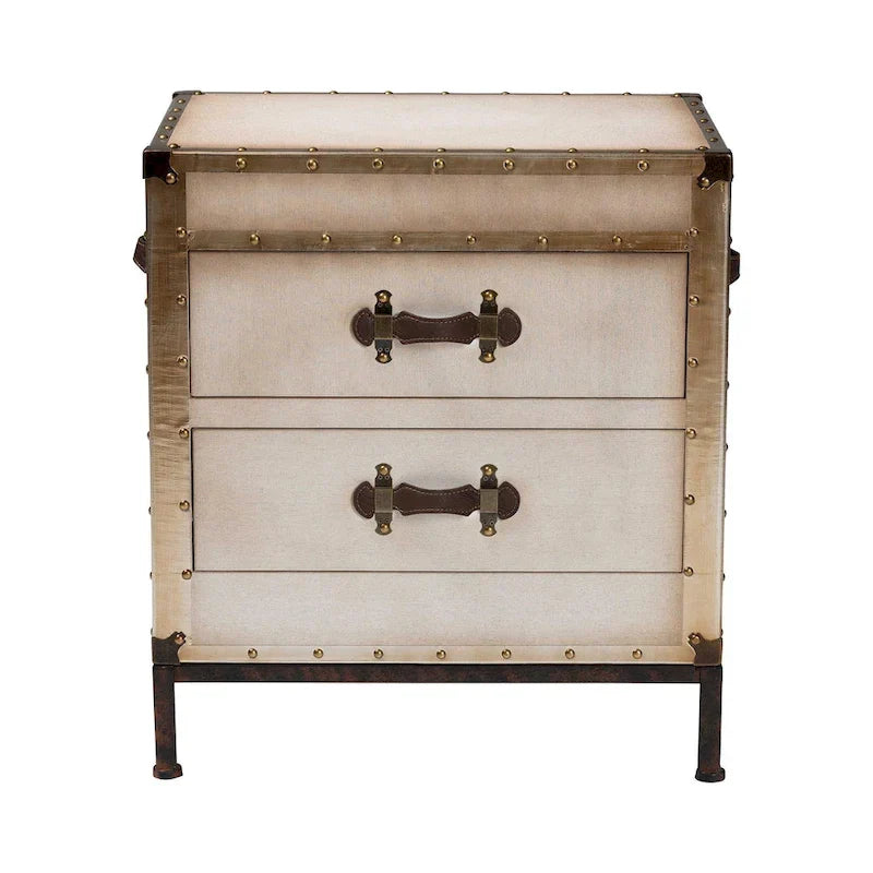 Baúl de mesa auxiliar de lona vintage Laura