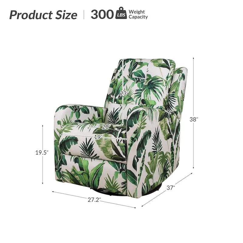 Arlette Sillón Reclinable Giratorio Manual Floral Contemporáneo con Respaldo Capitaneado