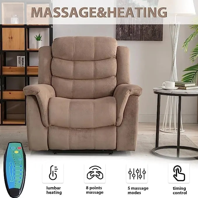 Sillón reclinable plano con función de elevación para personas mayores con masaje y calor