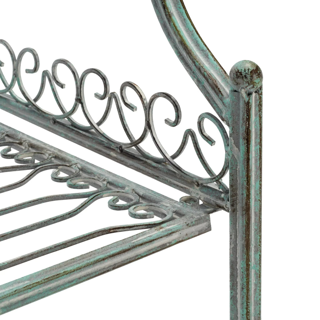 SAFAVIEH Bryn Estantería de panadero victoriana de hierro forjado de 4 niveles para exteriores - 25 pulg. An. x 15 pulg. Prof. x 63 pulg. Al. - 25 An. x 15 Prof. x 63 Al.