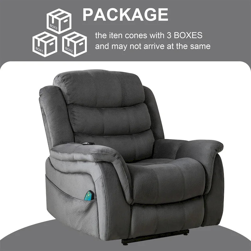 Sillón reclinable plano con función de elevación para personas mayores con masaje y calor
