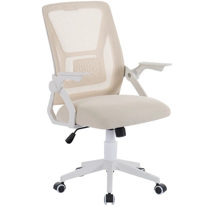 Silla de oficina Javlergo con respaldo medio giratorio y soporte lumbar, silla ergonómica de malla para ordenador con reposabrazos
