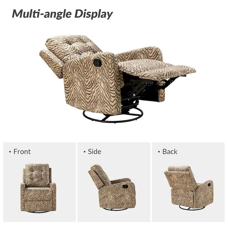 Arlette Sillón Reclinable Giratorio Manual Floral Contemporáneo con Respaldo Capitaneado