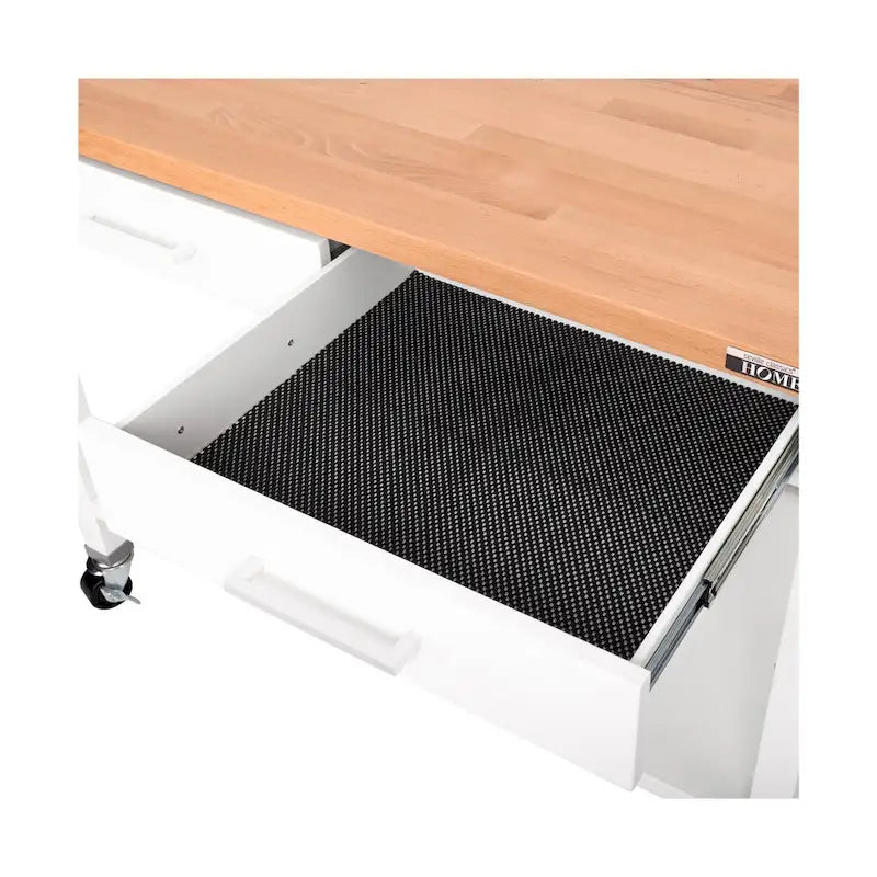 Mesa de trabajo tipo isla con cubierta de madera sólida, 48 ancho x 24 prof. x 36 alt., blanca