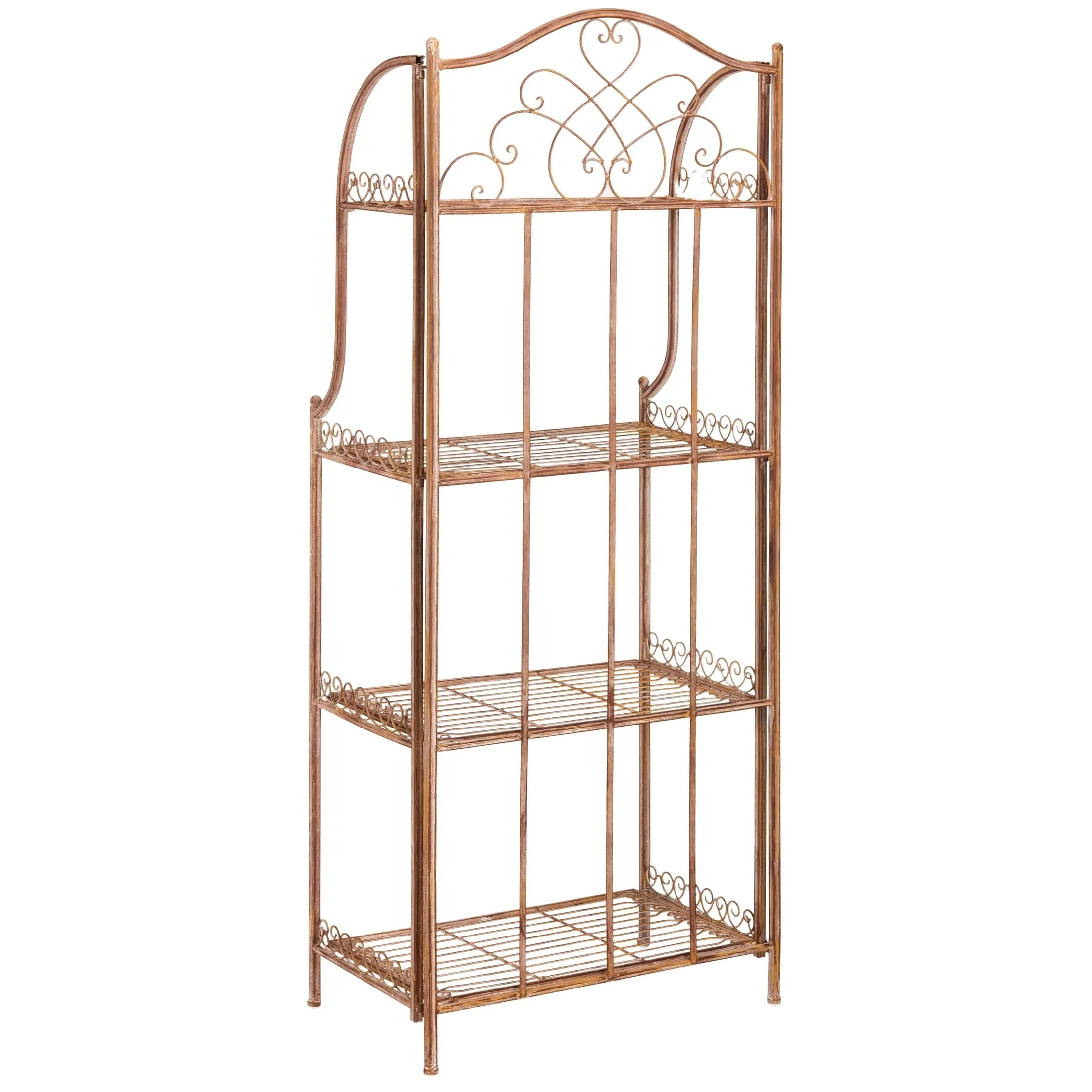 SAFAVIEH Bryn Estantería de panadero victoriana de hierro forjado de 4 niveles para exteriores - 25 pulg. An. x 15 pulg. Prof. x 63 pulg. Al. - 25 An. x 15 Prof. x 63 Al.