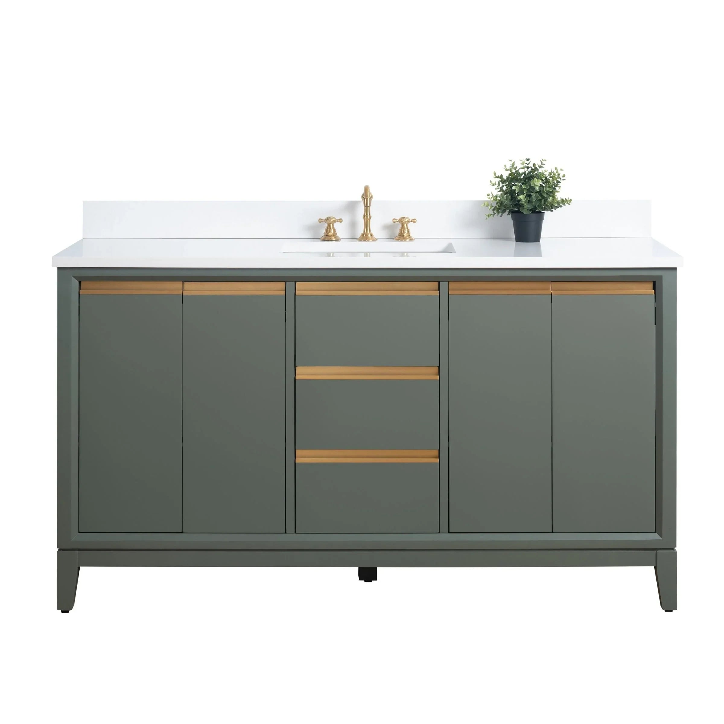 Mueble de baño Vanity Art con lavabo de cerámica y encimera de mármol de ingeniería
