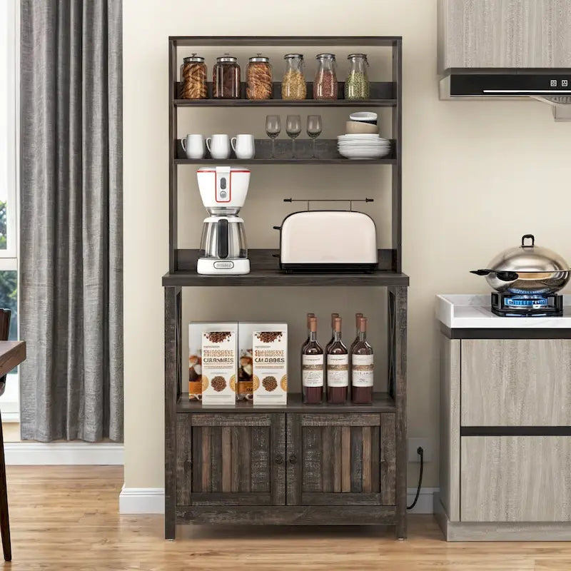 Estantería de cocina Moasis de 5 niveles con estantes de almacenamiento, soporte para microondas, organizador de estantes de cocina