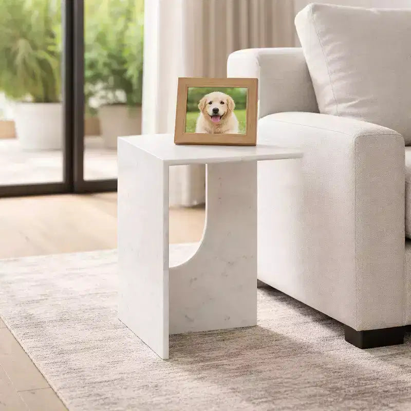 Elegante tavolino, tavolino laterale o piccolo comodino per l'arredamento della casa - Tavolino d'appoggio quadrato in marmo perfetto per l'arredamento della camera da letto o del soggiorno