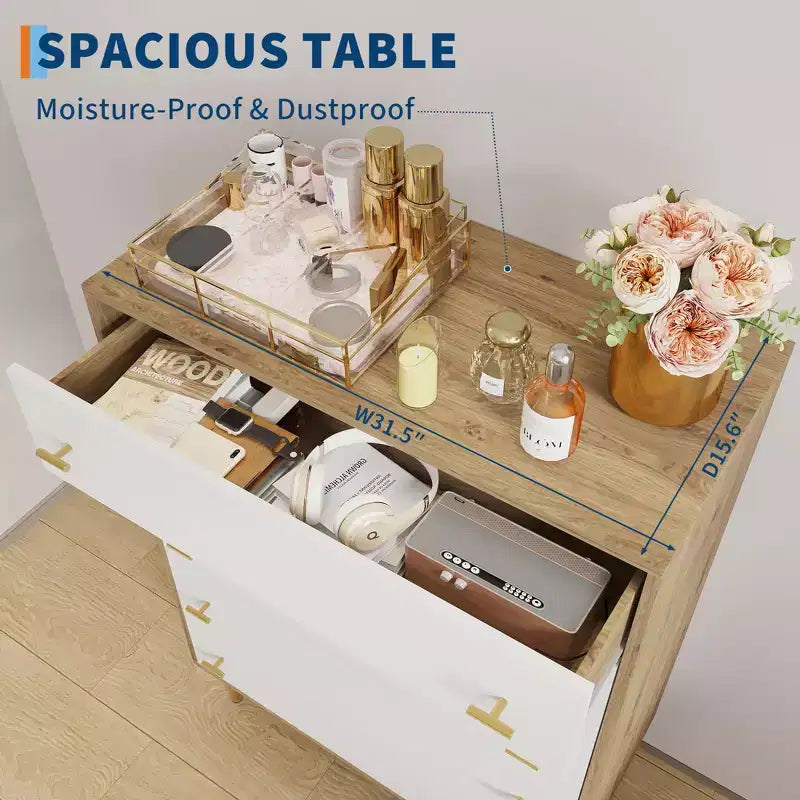 Cómoda rústica de 5 cajones para dormitorio, cómoda alta de madera de 111,76 cm con cajones grandes y tiradores de barra, organizador de cajones para sala de estar