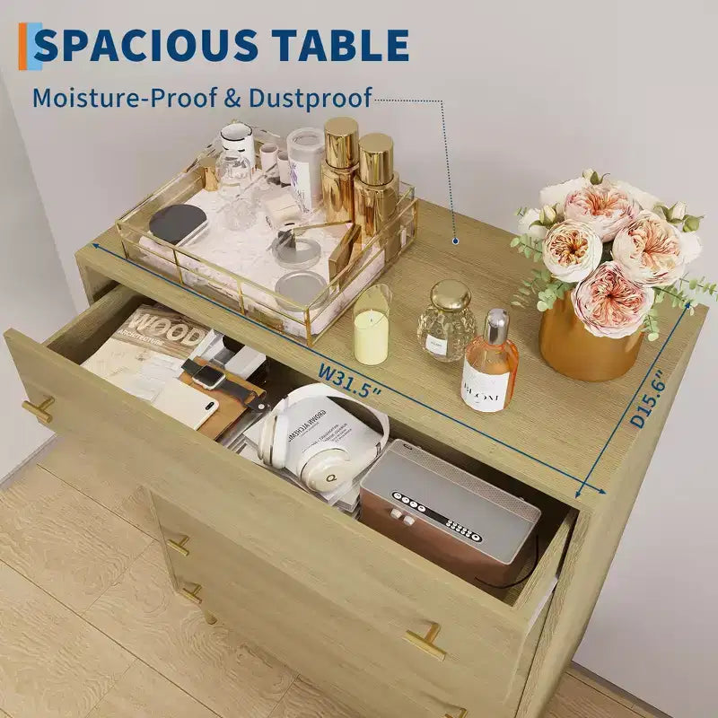 Comò da fattoria a 5 cassetti per camera da letto, comò alto 111 cm in legno rustico con cassetti grandi e maniglie a barra, organizer per cassetti per soggiorno