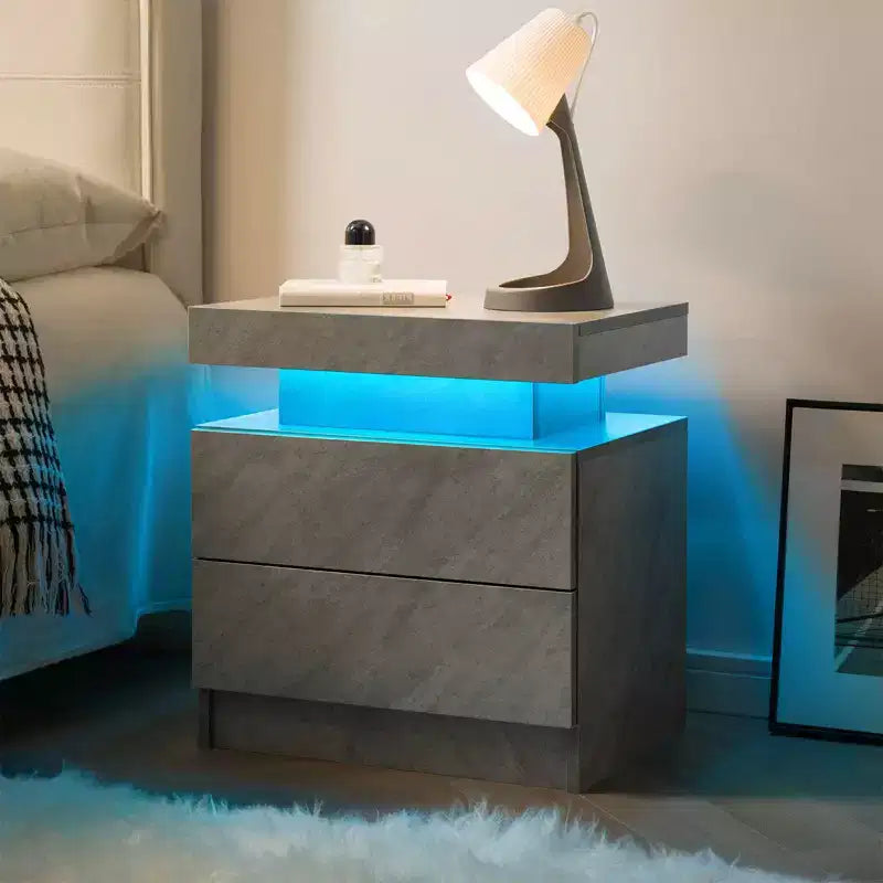 Comodino con 2 cassetti - Tavolino da notte moderno per camera da letto, Grigio scuro