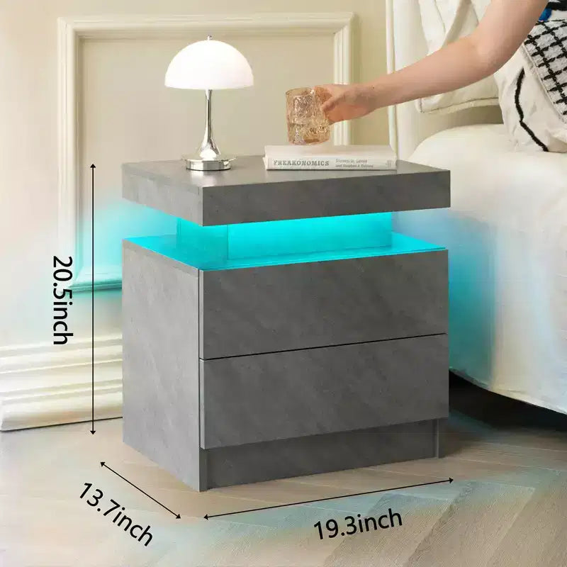 Comodino con 2 cassetti - Tavolino da notte moderno per camera da letto, Grigio scuro
