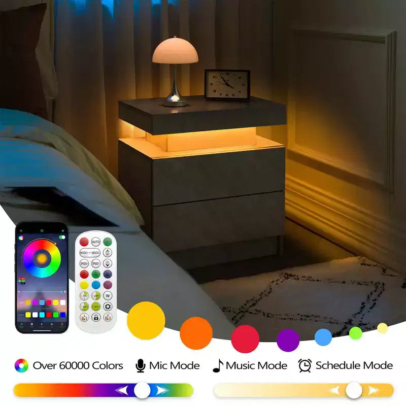 Comodino con 2 cassetti - Tavolino da notte moderno per camera da letto, Grigio scuro