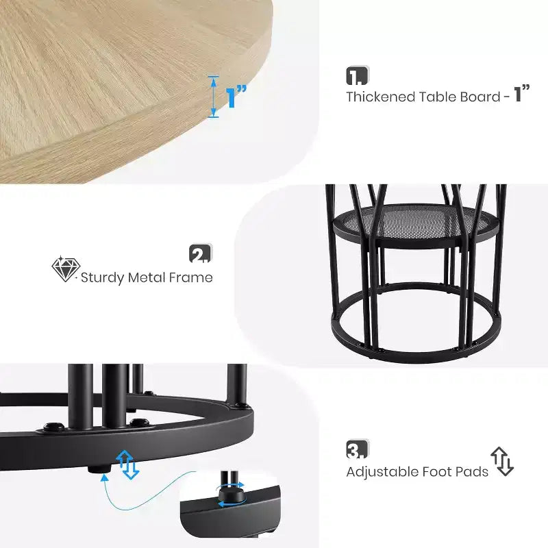 Tavolo da Pranzo Rotondo per 4-6 Persone, Tavolo da Cucina Circolare da 120 cm con Ripiano Contenitore e Robusta Struttura in Metallo, Tavolo Moderno per Cucina e Soggiorno