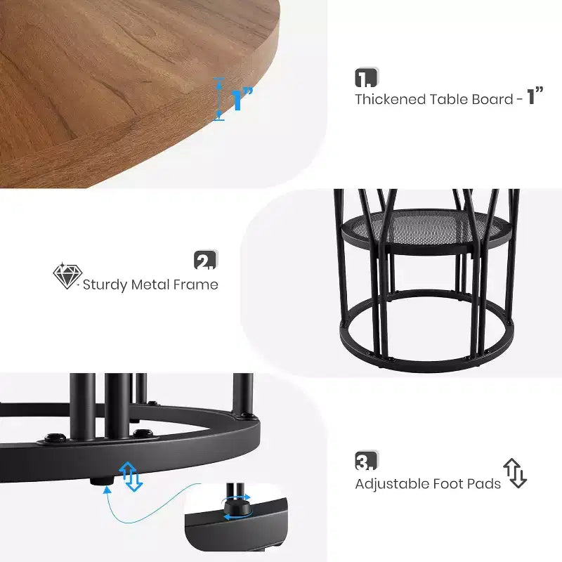 Tavolo da Pranzo Rotondo per 4-6 Persone, Tavolo da Cucina Circolare da 120 cm con Ripiano Contenitore e Robusta Struttura in Metallo, Tavolo Moderno per Cucina e Soggiorno