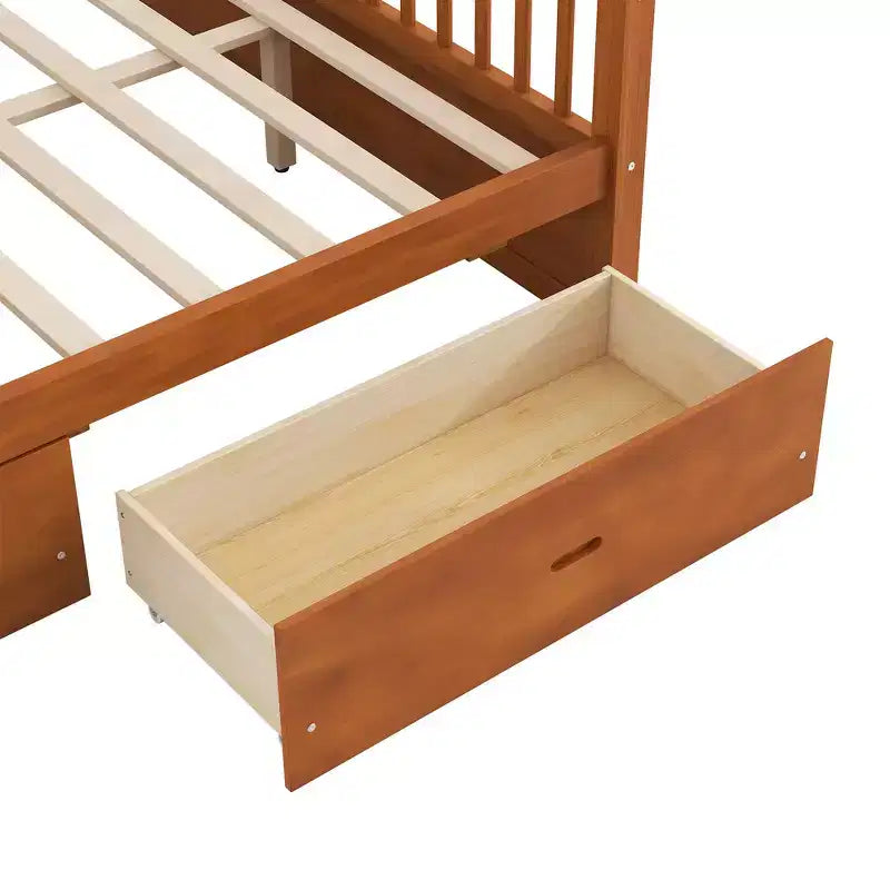 Letto a baldacchino matrimoniale in legno con 2 cassetti portaoggetti integrati - Robusto ed elegante