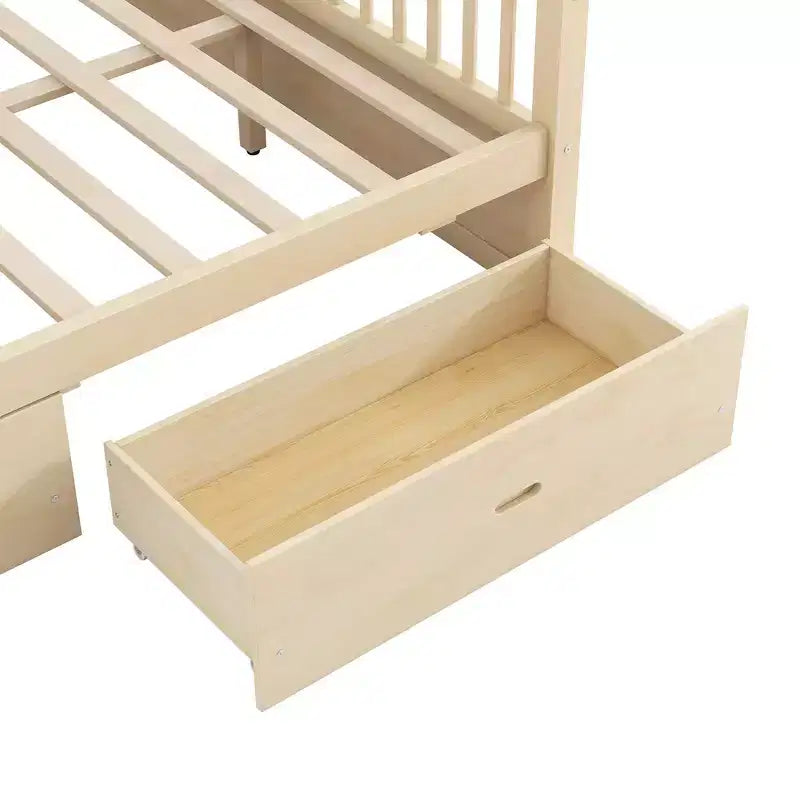 Letto a baldacchino matrimoniale in legno con 2 cassetti portaoggetti integrati - Robusto ed elegante