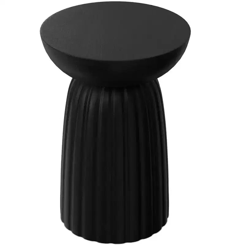 Tavolino d'appoggio/laterale a strisce in legno massello di mango da 33 cm – Finitura nera contemporanea