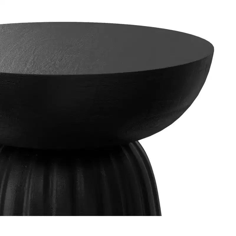 Tavolino d'appoggio/laterale a strisce in legno massello di mango da 33 cm – Finitura nera contemporanea