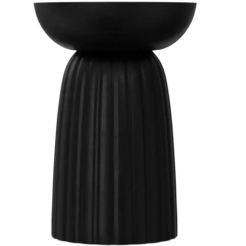 Tavolino d'appoggio/laterale a strisce in legno massello di mango da 33 cm – Finitura nera contemporanea