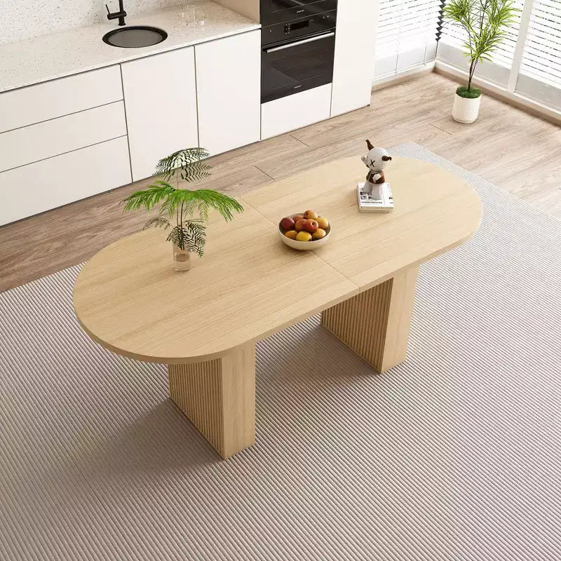 Tavolo da pranzo ovale in stile rustico - Base a piedistallo con doghe in legno, capacità 150 kg