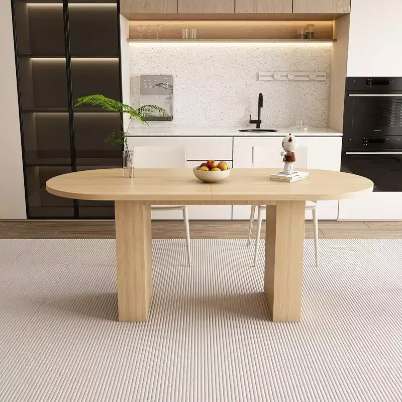Tavolo da pranzo ovale in stile rustico - Base a piedistallo con doghe in legno, capacità 150 kg