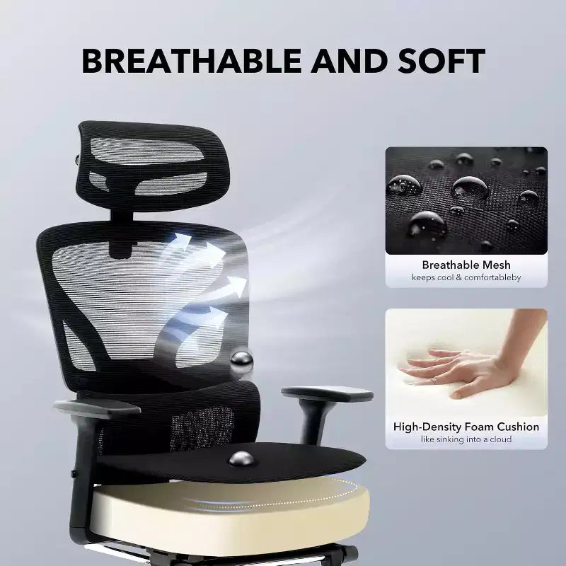 Sedia da ufficio ergonomica con poggiapiedi regolabile e supporto lombare, sedia da scrivania ad alto schienale per ufficio, sedia da gaming in rete con braccioli 3D, poggiatesta