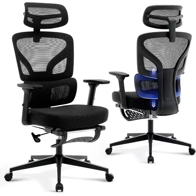 Sedia da ufficio ergonomica con poggiapiedi regolabile e supporto lombare, sedia da scrivania ad alto schienale per ufficio, sedia da gaming in rete con braccioli 3D, poggiatesta