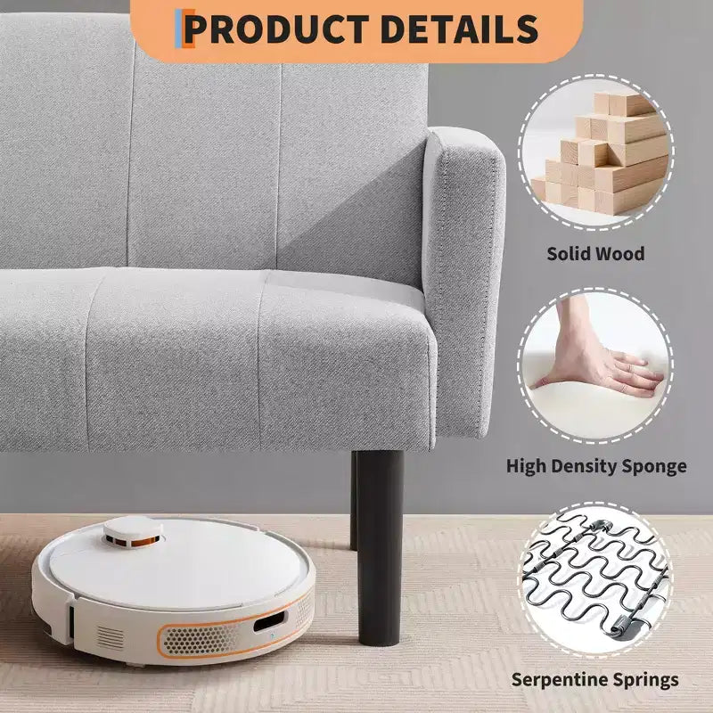 Divano Letto, Divano Futon Reclinabile a 3 Posti, Divano Letto Convertibile Moderno in Tessuto, Perfetto per Soggiorno, Camera da Letto e Appartamento