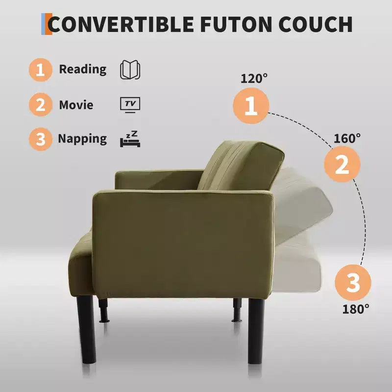 Divano Letto, Divano Futon Reclinabile a 3 Posti, Divano Letto Convertibile Moderno in Tessuto, Perfetto per Soggiorno, Camera da Letto e Appartamento