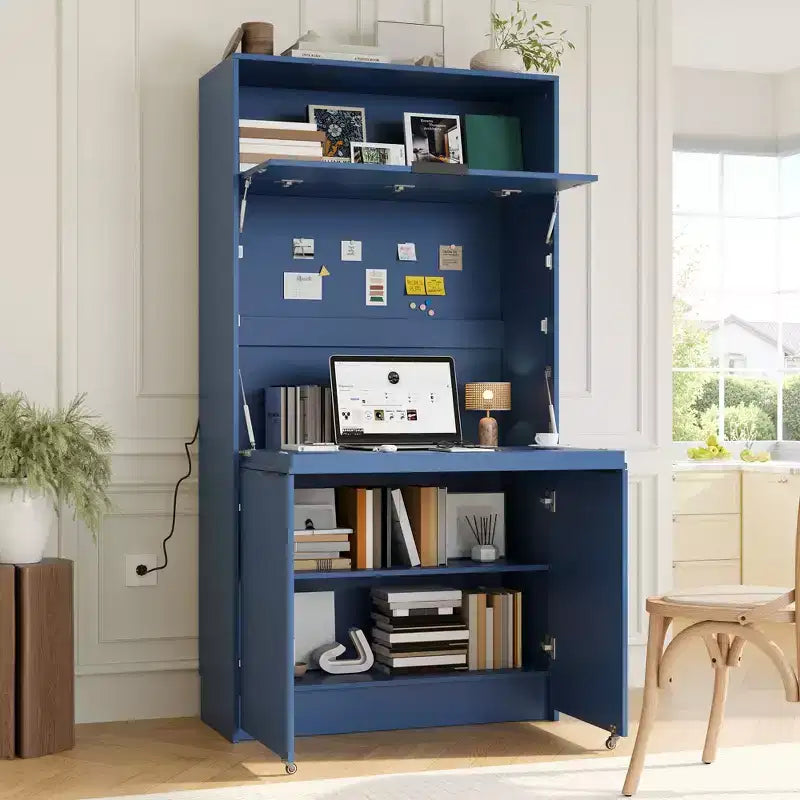 Credenza da cucina con dispensa a 69", piano di lavoro pieghevole e presa di corrente